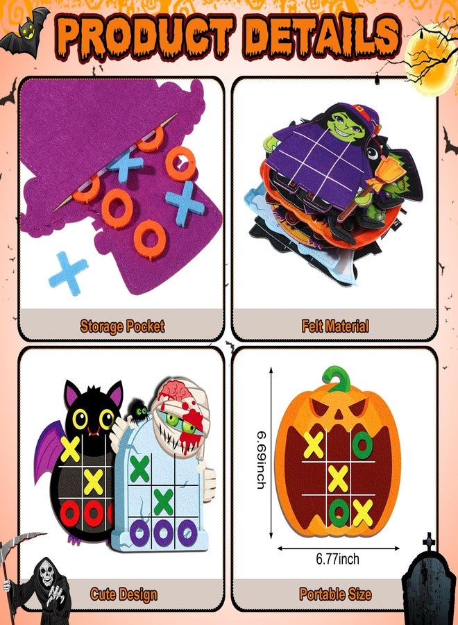 Resholder 24 Pack Halloween Party Favors Tic Tac Toe Strategic Board Game Felt Halloween Mini Board Game Pumpkin Bat Ghost Goodies Bags Stuffers for Birthday Gifts Classroom Prize Supplies - Image 3